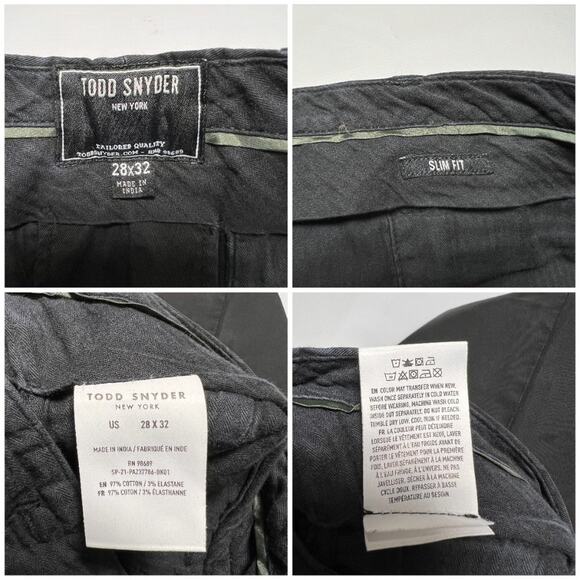 Todd Snyder Stretch Twill Chino SIZE 28 x 32 Black Garment Washed Slim Fit Pants - Picture 3 of 11